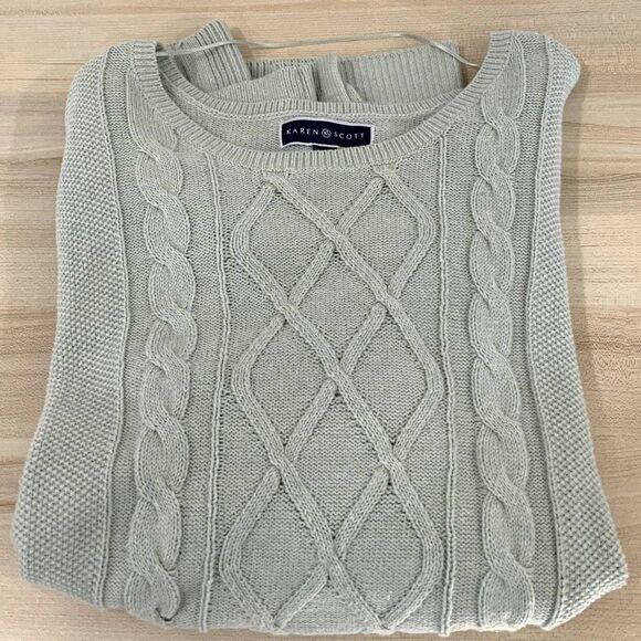 NWOT! Cable Knit Sweater in Color-Mint by Karen Scott Size XL - Picture 7 of 9